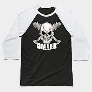 Baseball Baller Skull Baseball T-Shirt